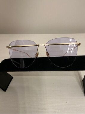 Sunday Somewhere Gold Rimless Sunglasses with Light Purple Lenses